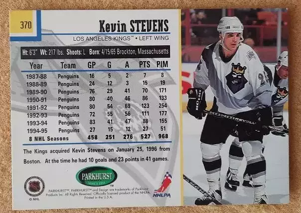 НХЛ Кевин Стивенс Лос-Анжелес Кингз № 370 1
