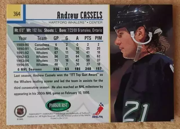 НХЛ Эндрю Касселс Хартфорд Уэйлерс № 364 1