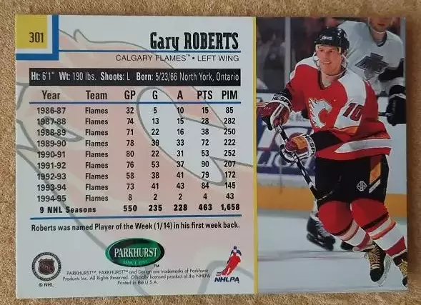 НХЛ Гари Робертс Калгари Флэймз № 301 1