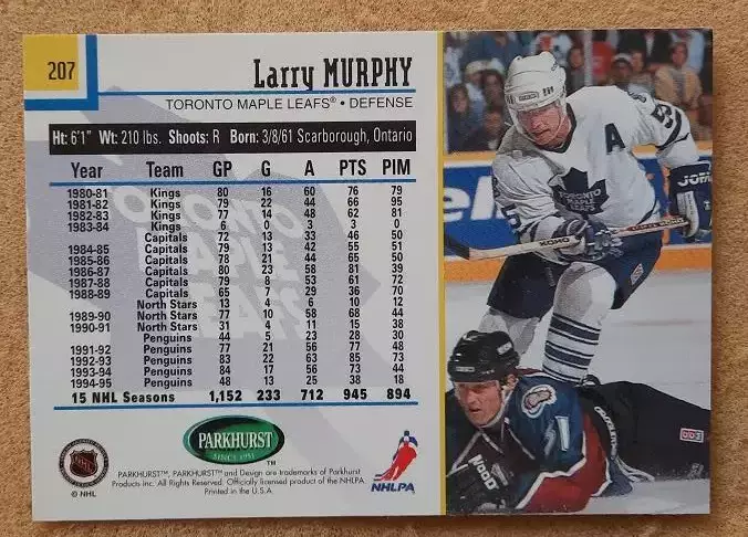 НХЛ Лэрри Мерфи Торонто Мэйпл Лифс № 207 1