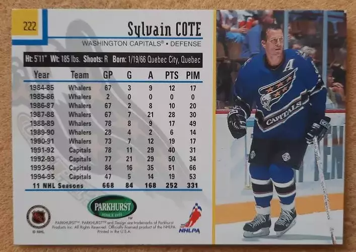 НХЛ Сильвен Коте Вашингтон Кэпиталз № 222 1