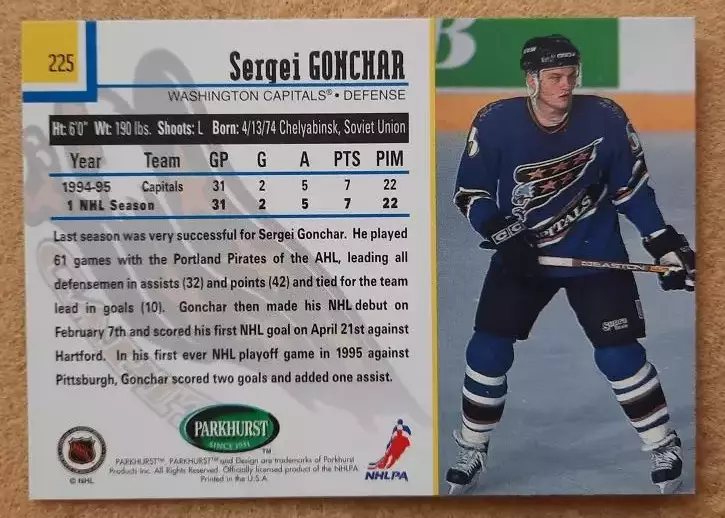 НХЛ Сергей Гончар Вашингтон Кэпиталз Челябинск Динамо Москва Тольятти № 225 1