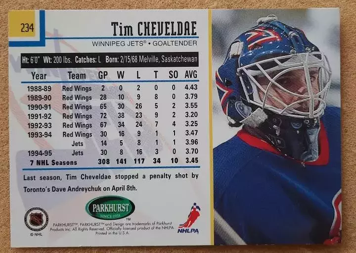 НХЛ Тим Шевелде Виннипег Джетс № 234 1