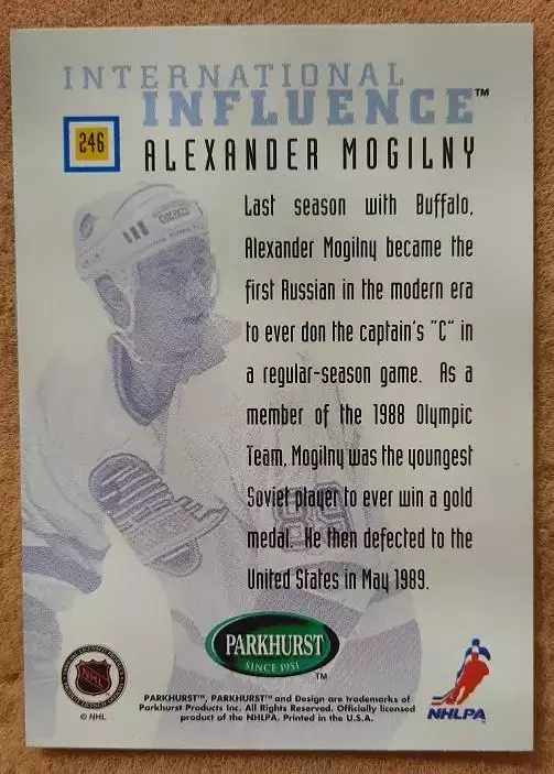 НХЛ Александр Могильный Ванкувер Кэнакс ЦСКА Москва № 246 1