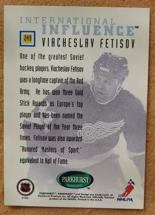 НХЛ Вячеслав Фетисов Детройт Ред Уингз ЦСКА Спартак Москва № 249 1