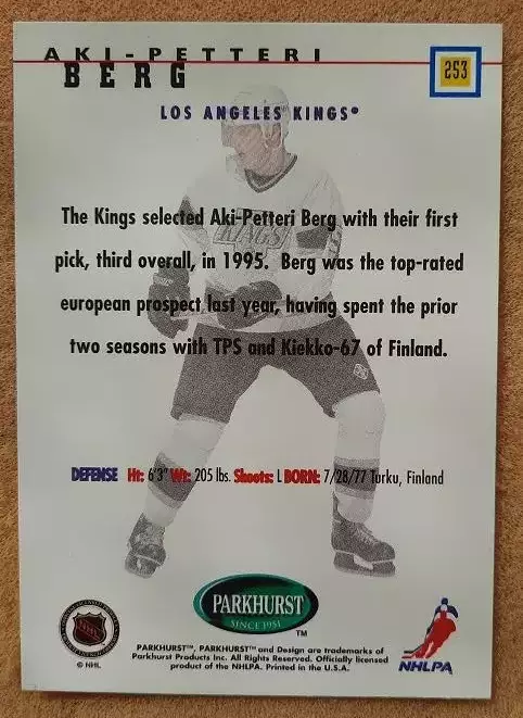 НХЛ Аки Берг Лос-Анжелес Кингз № 253 1