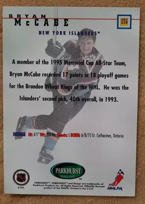 НХЛ Брайан Маккейб Нью-Йорк Айлендерс № 256 1
