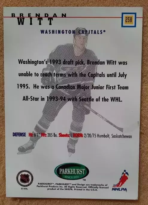 НХЛ Брендон Витт Вашингтон Кэпиталз № 258 1