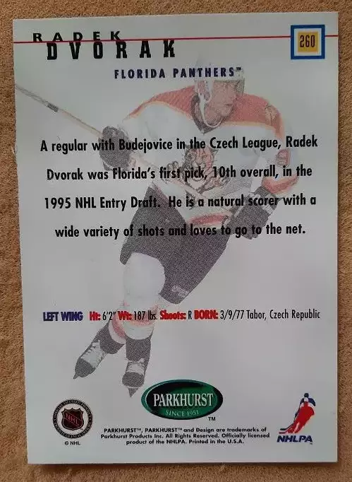 НХЛ Радек Дворак Флорида Пантерз № 260 1