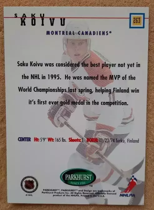 НХЛ Саку Койву Монреаль Канадиенс № 263 1