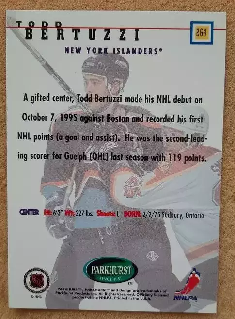 НХЛ Тодд Бертуцци Нью-Йорк Айлендерс № 264 1