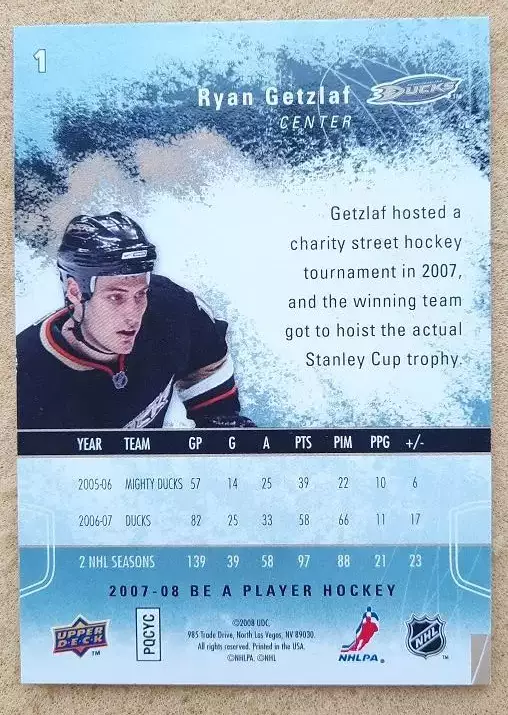 НХЛ Райан Гецлаф Анахайм Дакс № 1 в 1