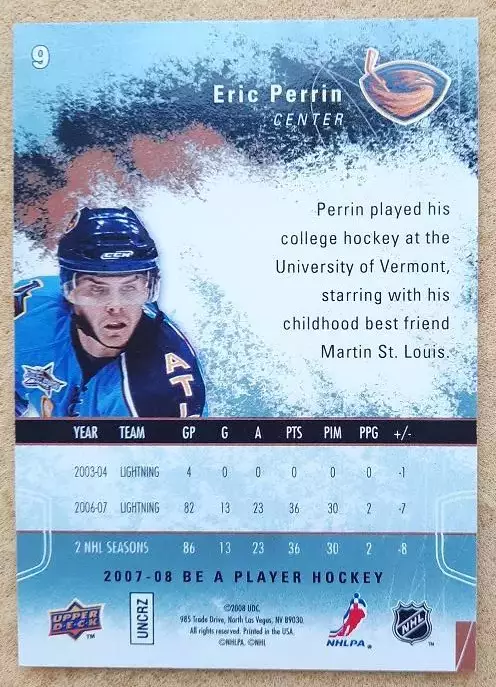 НХЛ Эрик Перрин Атланта Трэйшерз № 9 1
