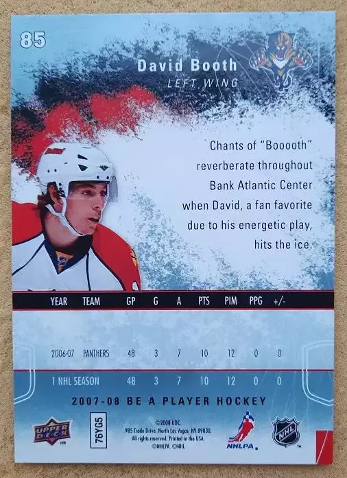 НХЛ Дэвид Бут Флорида Пантерз Владивосток Омск Минск № 85 1