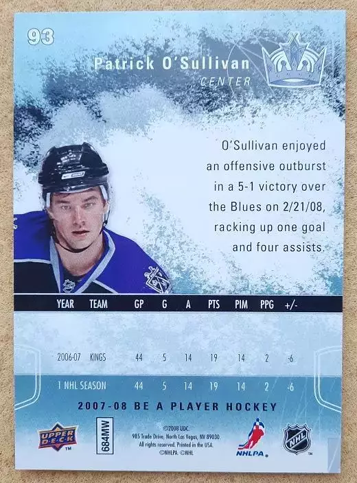 НХЛ Патрик О'Салливан Лос-Анжелес Кингз № 93 1