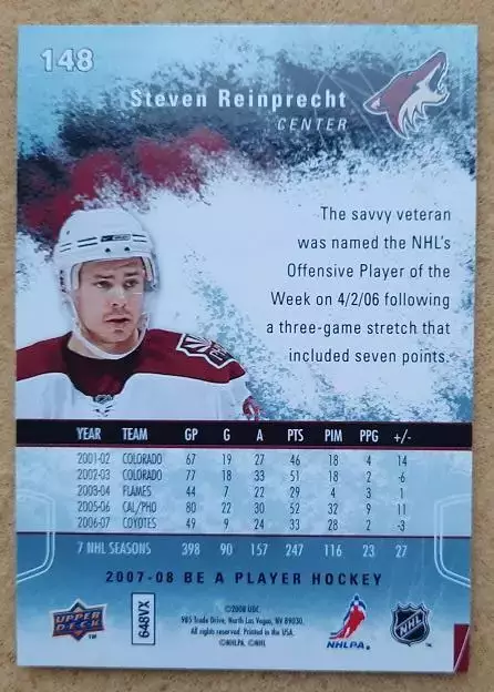 НХЛ Стивен Райнпрехт Финикс Койотис № 148 1