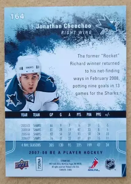 НХЛ Джонатан Чичу Сан-Хосе Шаркс Динамо Минск № 164 1