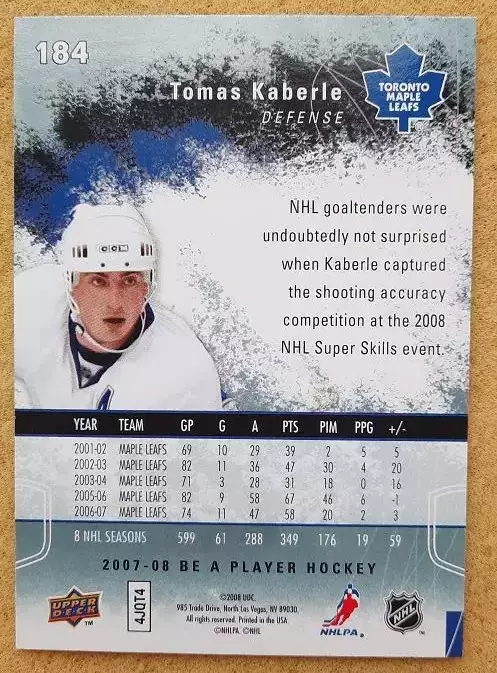 НХЛ Томаш Каберле Торонто Мэйпл Лифс № 184 1