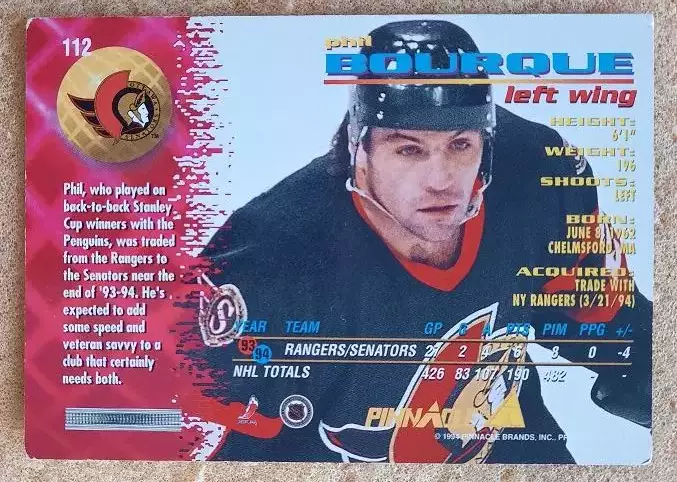 НХЛ Фил Бурк Оттава Сенаторз № 112 1