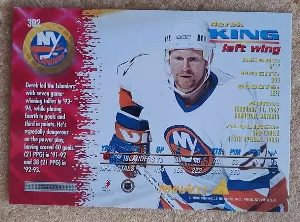 НХЛ Дерек Кинг Нью-Йорк Айлендерс № 302 1