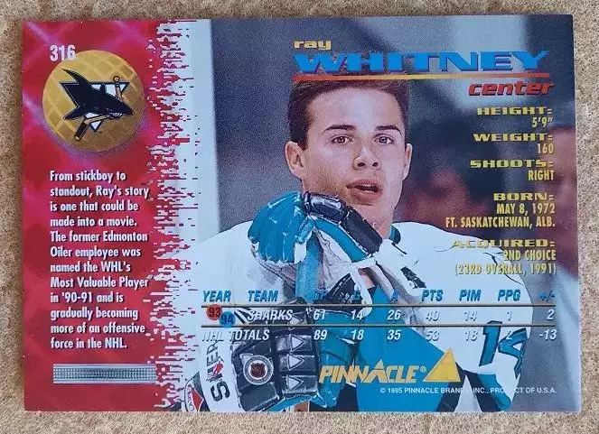 НХЛ Рей Уитни Сан-Хосе Шаркс № 316 1