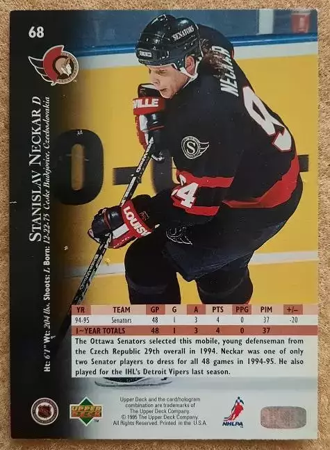 НХЛ Станислав Нецкарж Оттава Сенаторз № 68 1