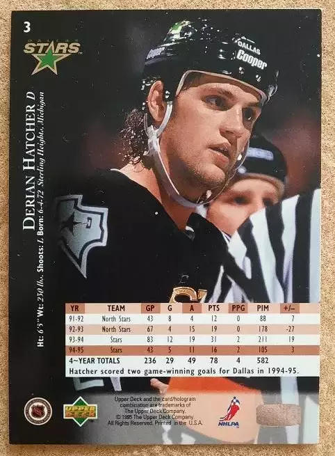 НХЛ Дериан Хэтчер Даллас Старз № 3 айс 1