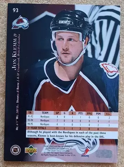 НХЛ Джон Клемм Колорадо Эвеланш № 93 айс 1