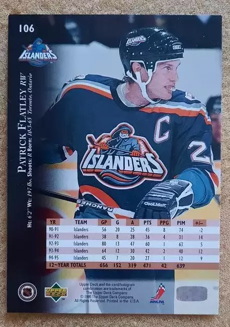 НХЛ Патрик Флэтли Нью-Йорк Айлендерс № 106 айс 1