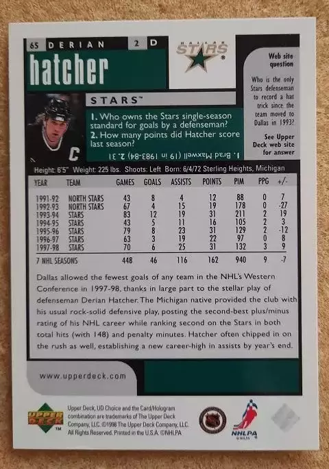 НХЛ Кевин Хэтчер Даллас Старз № 65 превью 1