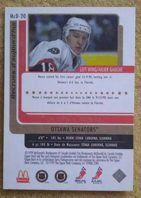 НХЛ Мариан Хосса Оттава Сенаторз № McD - 20 1