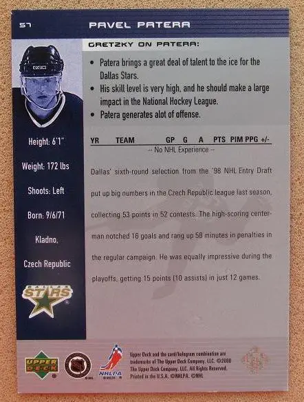 НХЛ Павел Патера Даллас Старз Авангард Омск № 57 1