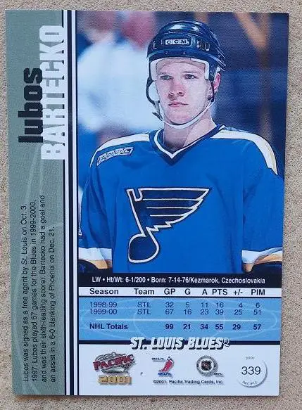 НХЛ Любош Бартечко Сент-Луис Блюз Динамо Москва № 339 1