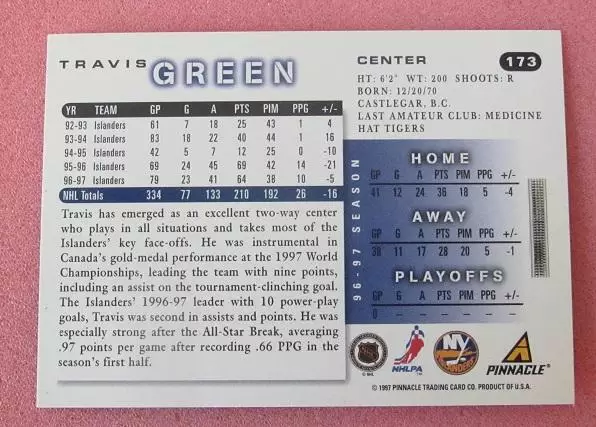 НХЛ Тревис Грин Нью-Йорк Айлендерс № 173 1