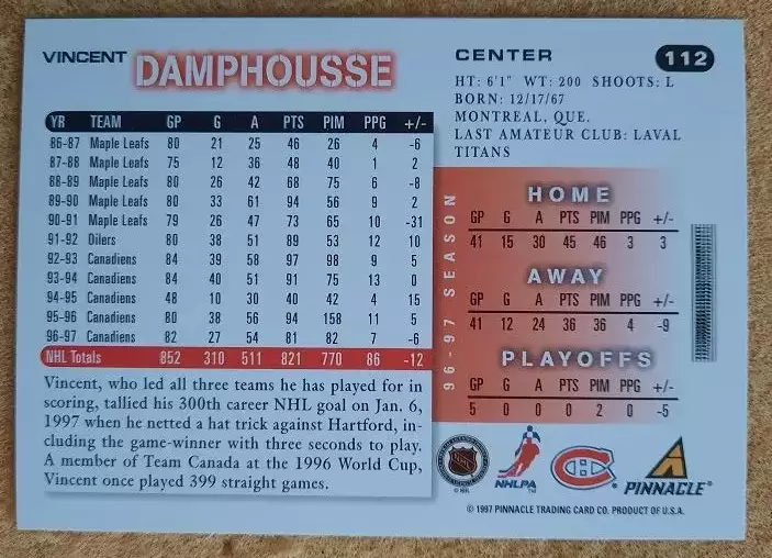 НХЛ Винсент Дамфусс Монреаль Канадиенс № 112 1