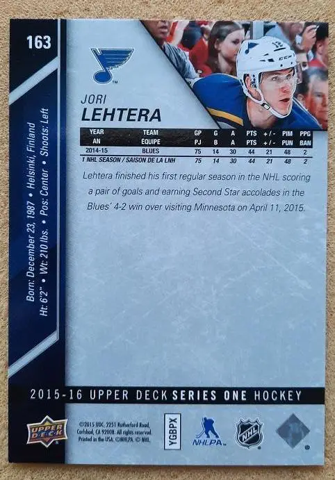 НХЛ Йори Лехтеря Сент-Луис Блюз Сибирь Новосибирск Ярославль СКА Спартак № 163 1