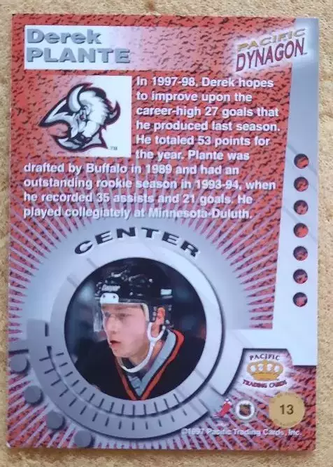 НХЛ Дерек Плант Баффало Сейбрз № 13 1