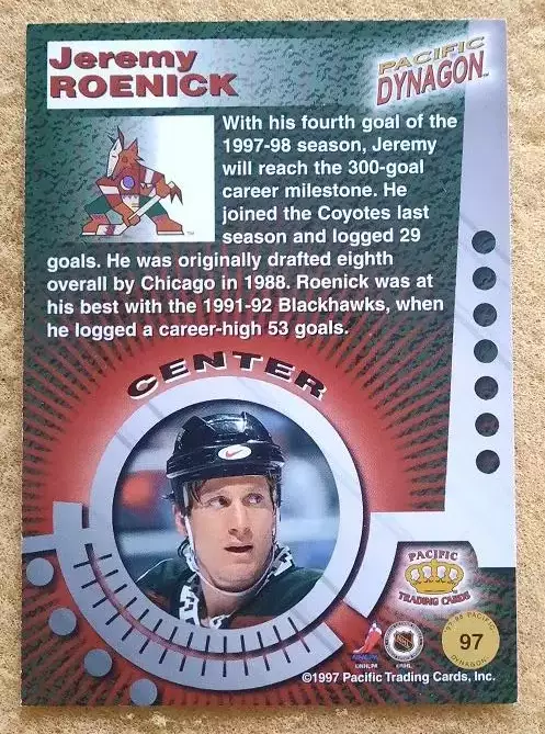 НХЛ Джереми Реник Финикс Койотис № 97 1