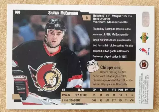 НХЛ Шон Макихерн Оттава Сенаторз № 180 1