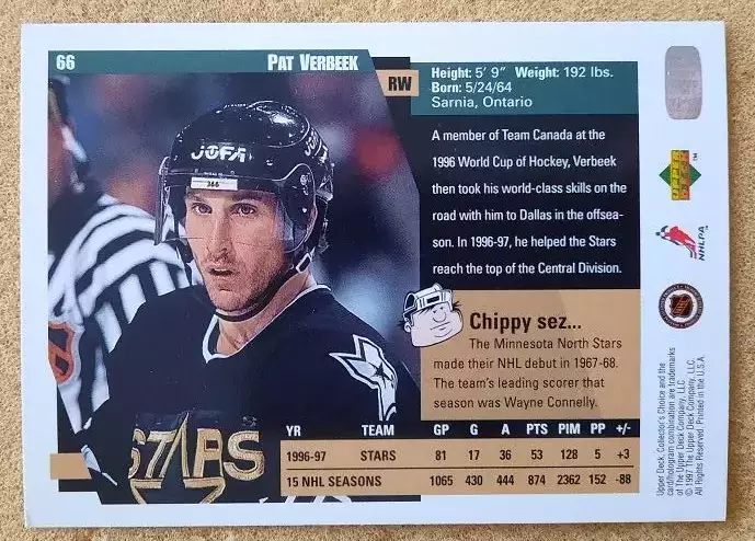НХЛ Пэт Вербик Даллас Старз № 66 1