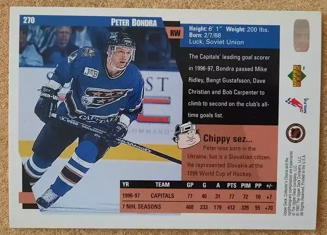 НХЛ Петер Бондра Вашингтон Кэпиталз № 270 1