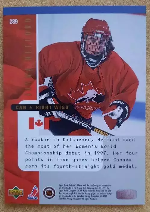 НХЛ Джейна Хеффорд Канада № 289 1