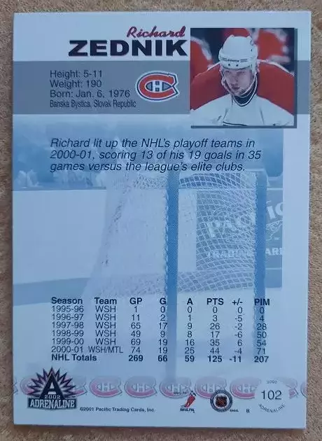НХЛ Рихард Зедник Монреаль Канадиенз № 102 1