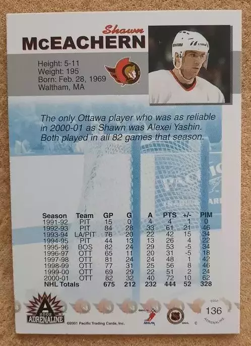 НХЛ Шон Макихерн Оттава Сенаторз № 136 1