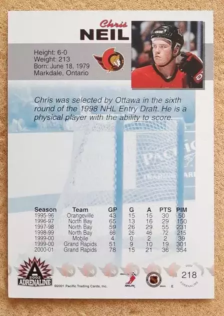 НХЛ Крис Нил Оттава Сенаторз № 218 1