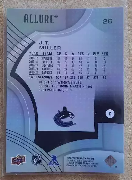 НХЛ Джей Ти Миллер Ванкувер Кэнакс № 26 1