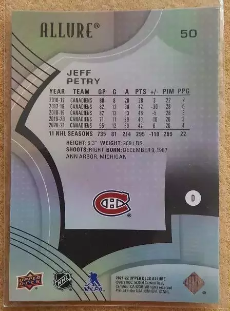 НХЛ Джефф Петри Монреаль Канадиенс № 50 1
