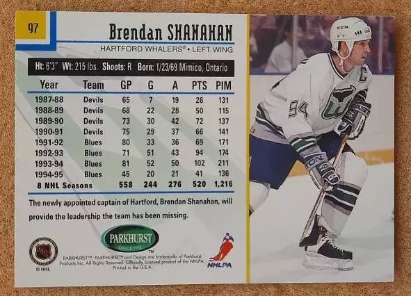 НХЛ Брендан Шэнахэн Хартфорд Уэйлерс № 97 1