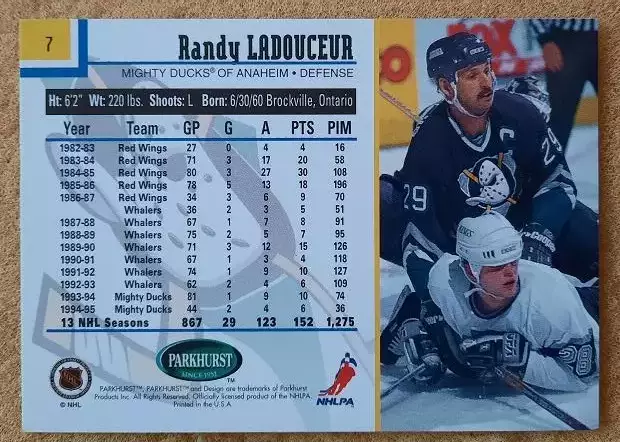НХЛ Рэнди Ладосер Анахайм Майти Дакс № 7 1