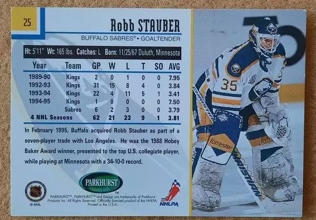 НХЛ Роберт Стаубер Баффало Сейбрз № 25 1